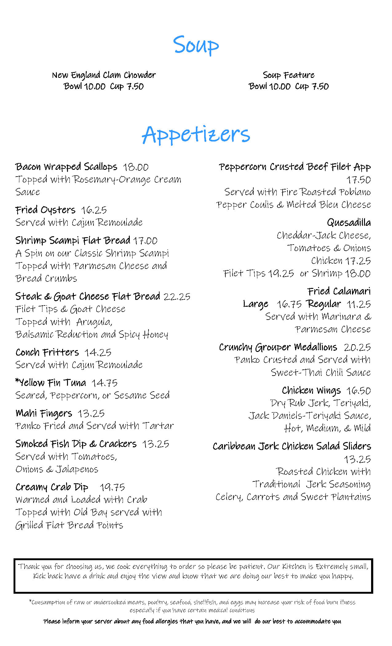 Ichabods Dockside menu Updated 12-8-25 Soup and Appetizers