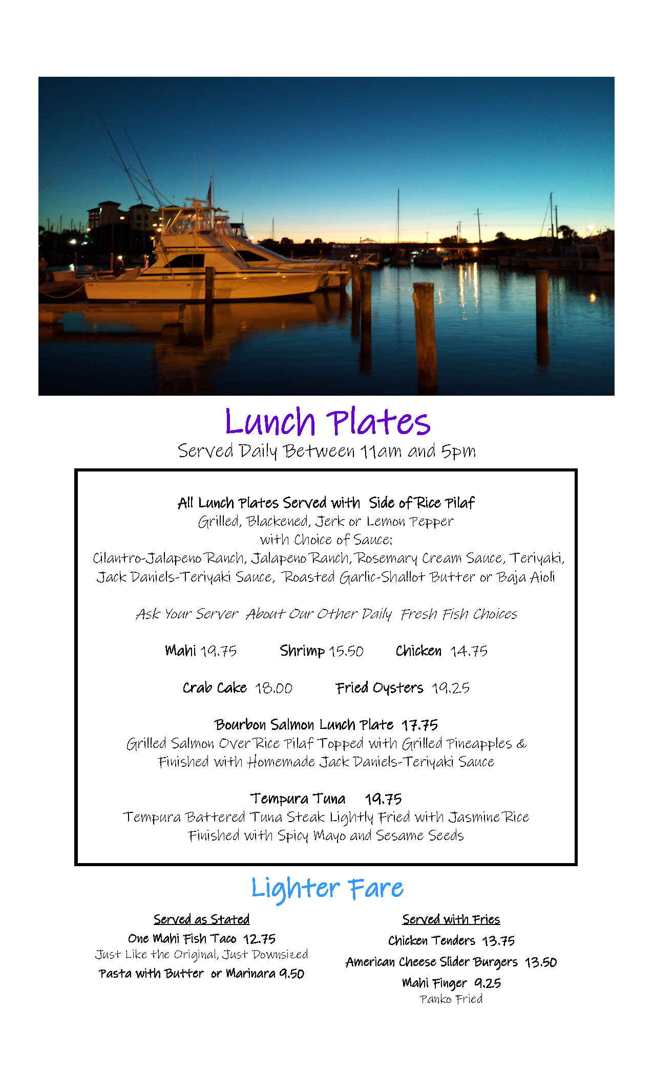 Ichabods Dockside menu Updated 12-8-25 Lunch Plates