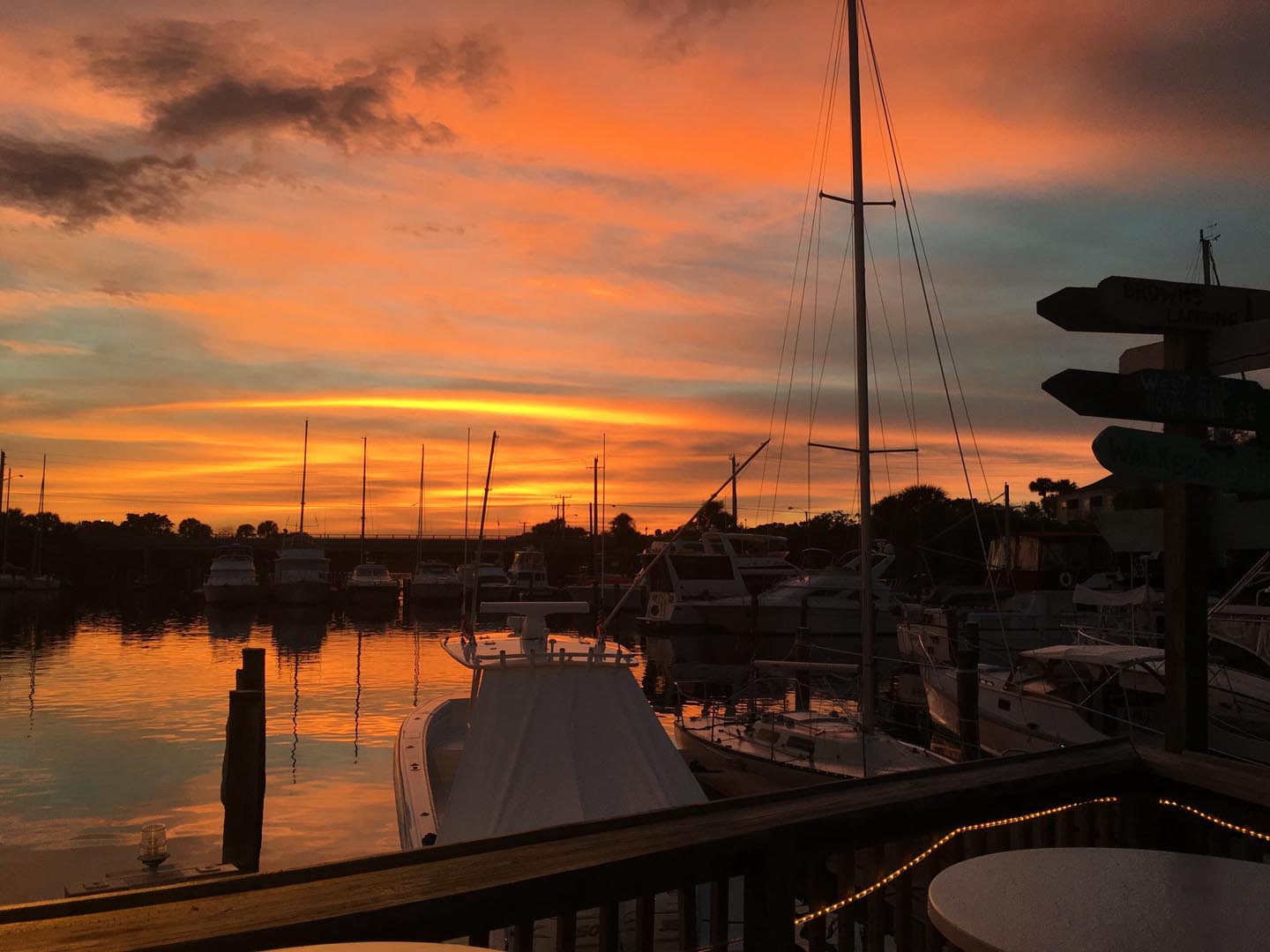 View from Ichabods Dockside patio overlooking Melbourne Harbor